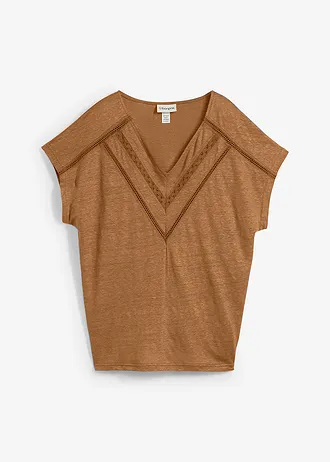 T-shirt 100% lin avec dentelle