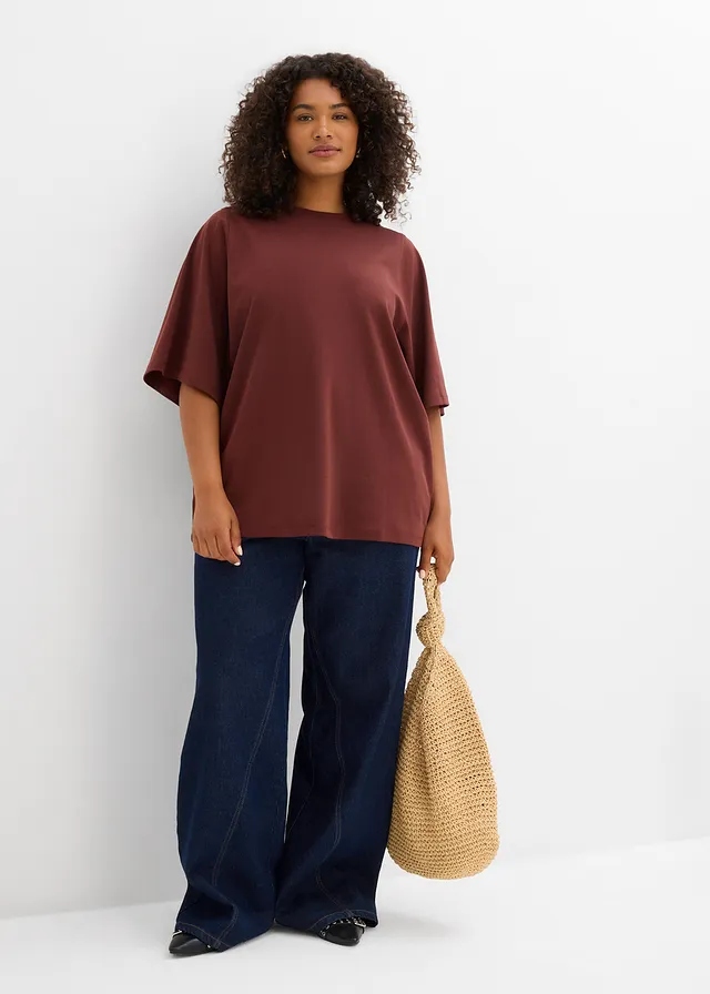 T-shirt oversize 100% coton, Couleur: café
