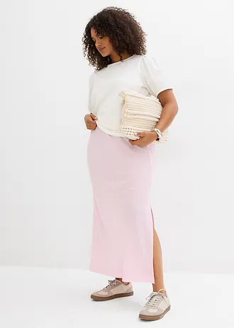 Dlouhá sukně s rozparkem, barva: křišťálově růžová