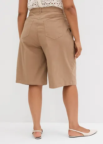 Dlouhé bermudy z elastické bavlněné směsi, barva: šedohnědá sepraná