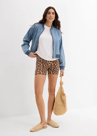 Krátké legíny (2 ks v balení) • leopardí potisk + černá • bonprix obchod