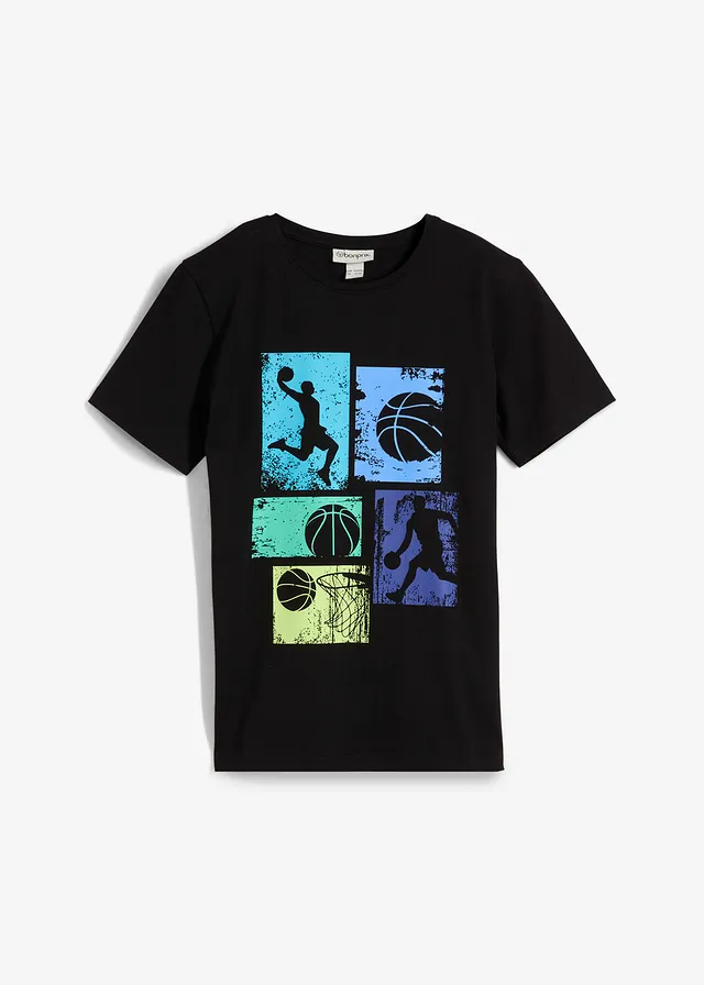 T-shirt van biologisch katoen, Kleur: wit multicolor gedessineerd