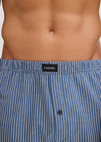 Volné žerzejové boxerky z bavlny (3 ks v balení) • modrá s proužky • bonprix obchod