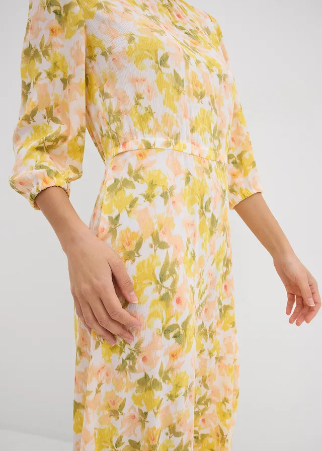 Robe en crépon de viscose • blanc/jaune tulipe/pistache mat/saumon clair/melba/citron/vert mousse floral • product-page.page-title-suffix