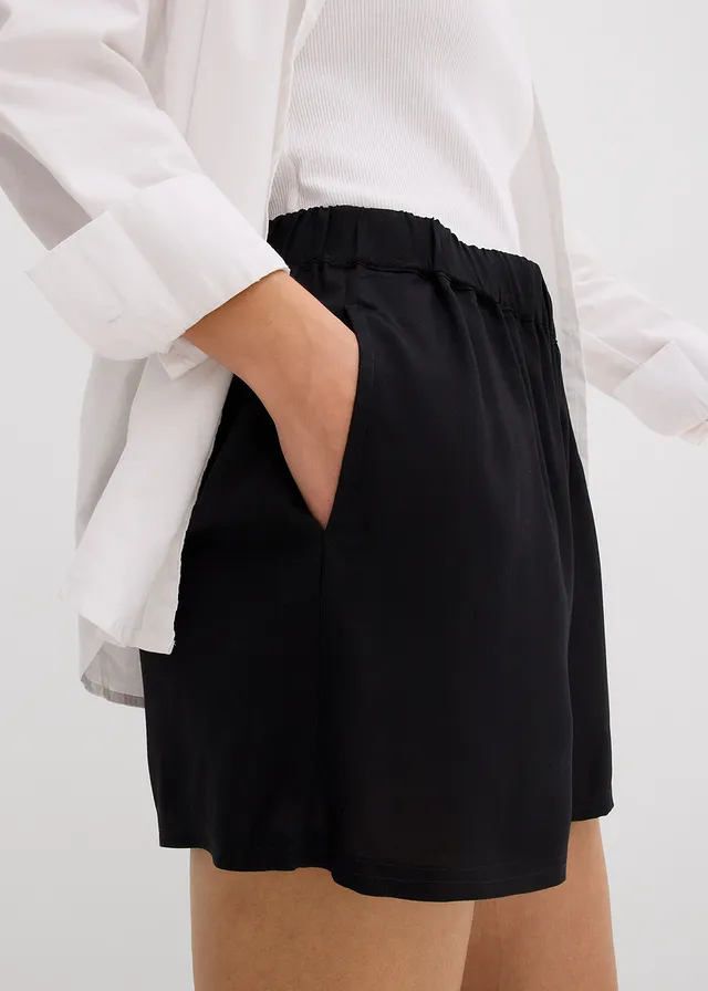Short à taille élastiquée en viscose • noir • product-page.page-title-suffix