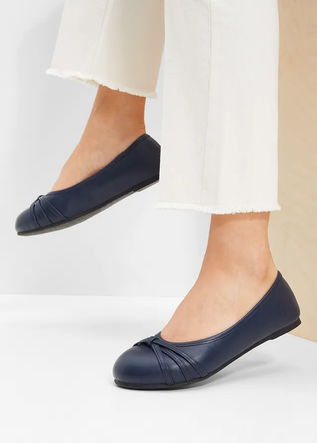 Soepele ballerina's met comfortabele wijdte, Kleur: donkerblauw