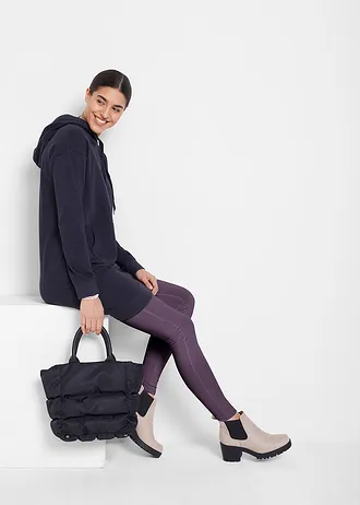 Stretch legging met biologisch katoen (set van 2), Kleur: donkerblauw-prune