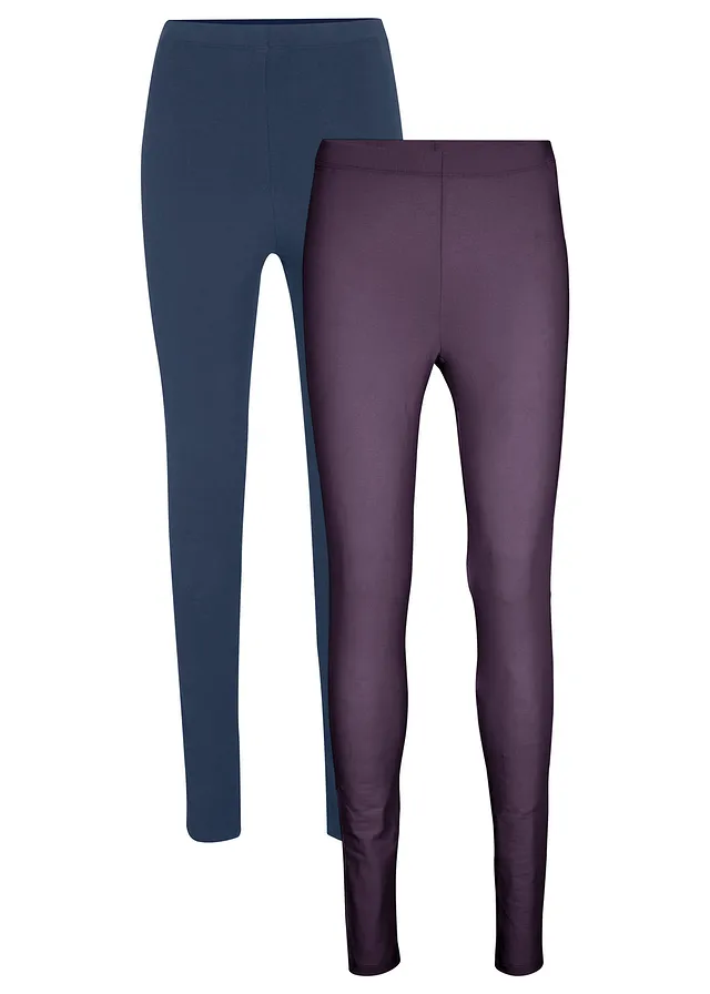 Lot de 2 leggings • bleu foncé+prune • Boutique bonprix