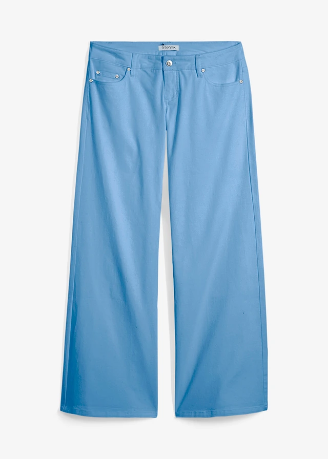 Wide leg jeans, low waist, Kleur: lichtblauw denim used