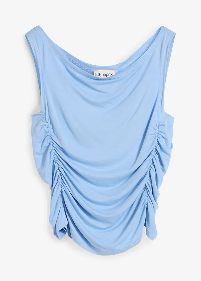 Tanktop van een zachte viscose-mix, Kleur: blauw
