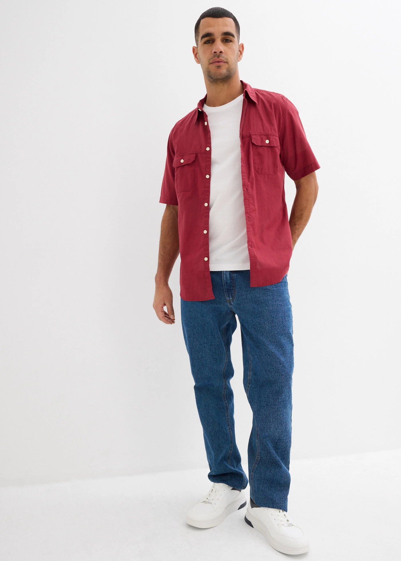 Licht overhemd met korte mouwen • pruimrood • bonprix online shop