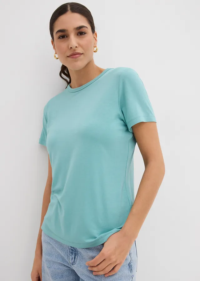 T-shirt en viscose fluide, Couleur: turquoise clair