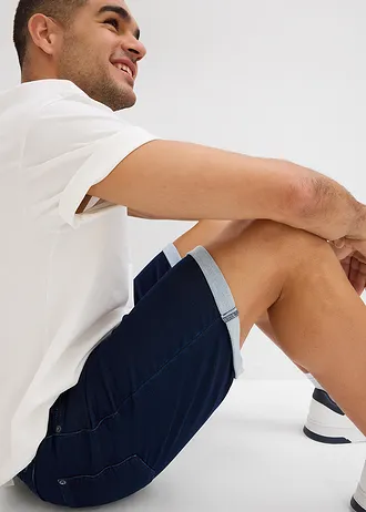 Teplákové džínové šortky, Regular Fit • tmavě modrý denim • bonprix obchod