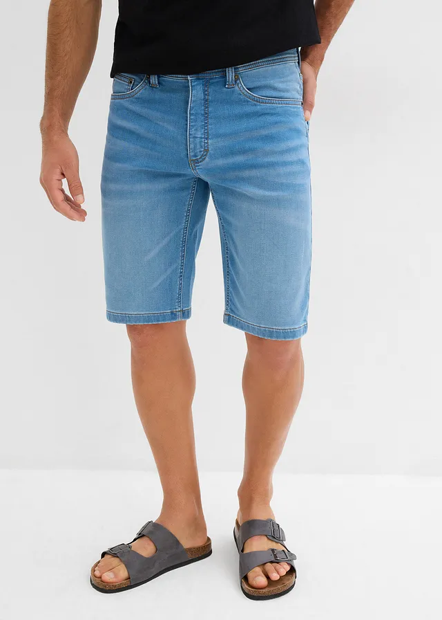 Lot de 2 bermudas en molleton effet jean, slim • bleu foncé denim+bleu clair denim • product-page.page-title-suffix