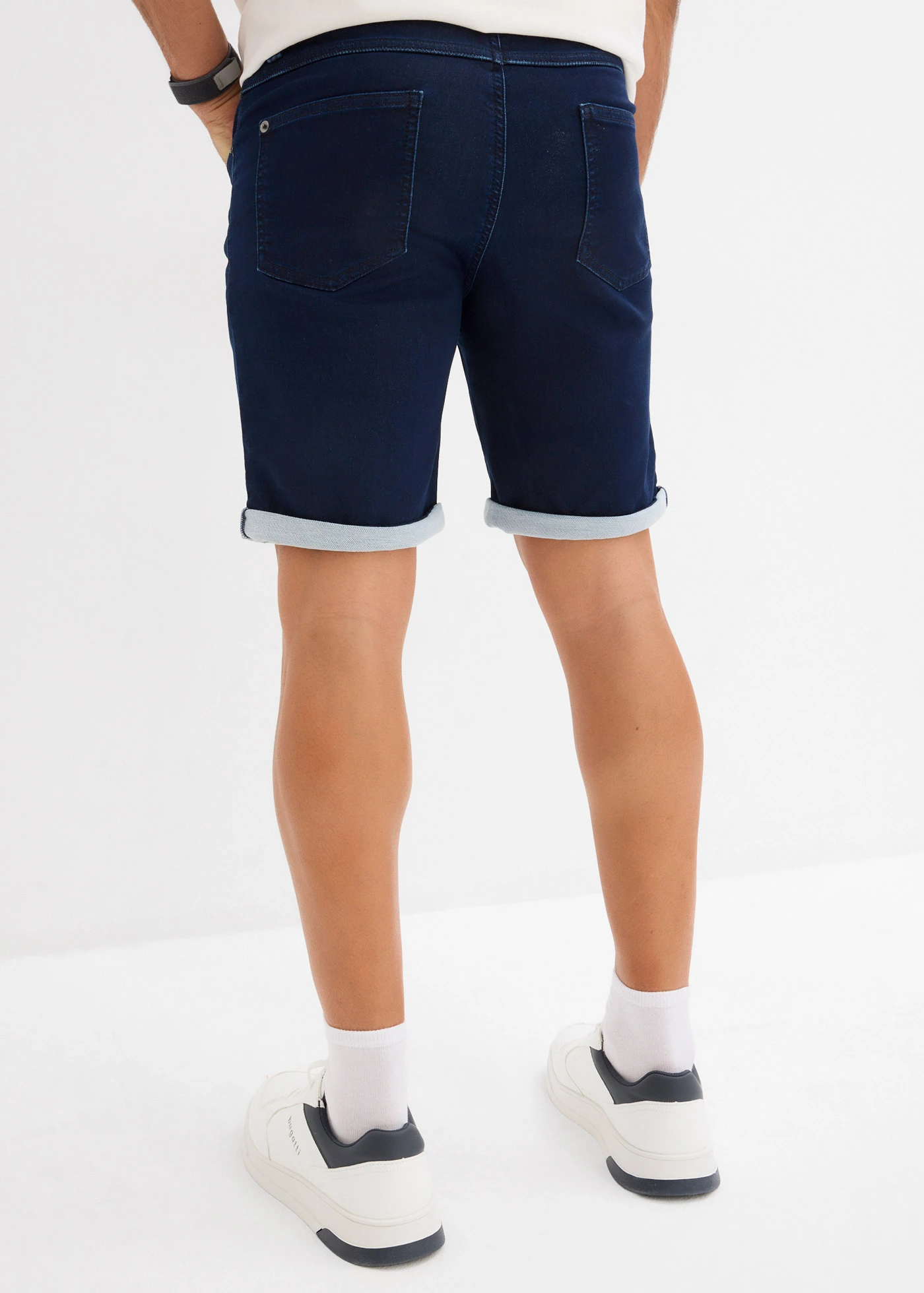 Szorty jeansowe dresowe, regular fit • ciemnoniebieski denim • sklep bonprix