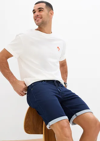 Szorty jeansowe dresowe, regular fit • ciemnoniebieski denim • sklep bonprix