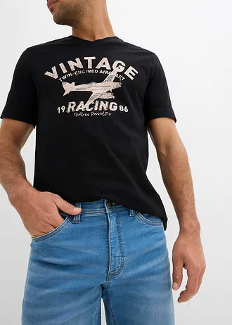 Bermudy z džínové teplákoviny, Slim Fit (2 ks v balení) • tmavě modrý denim/světle modrý denim • bonprix obchod