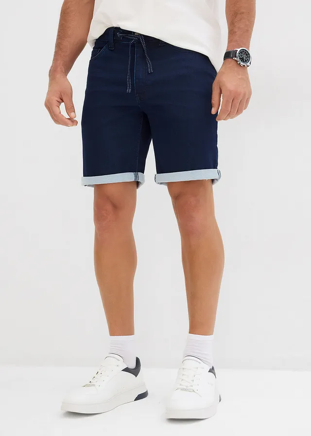 Short en jean regular, Couleur: bleu foncé denim