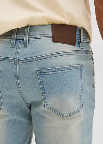 Strečové džínsové bermudy, zosilnené v rozkroku, Regular Fit • svetlomodrá denim/béžová • obchod bonprix