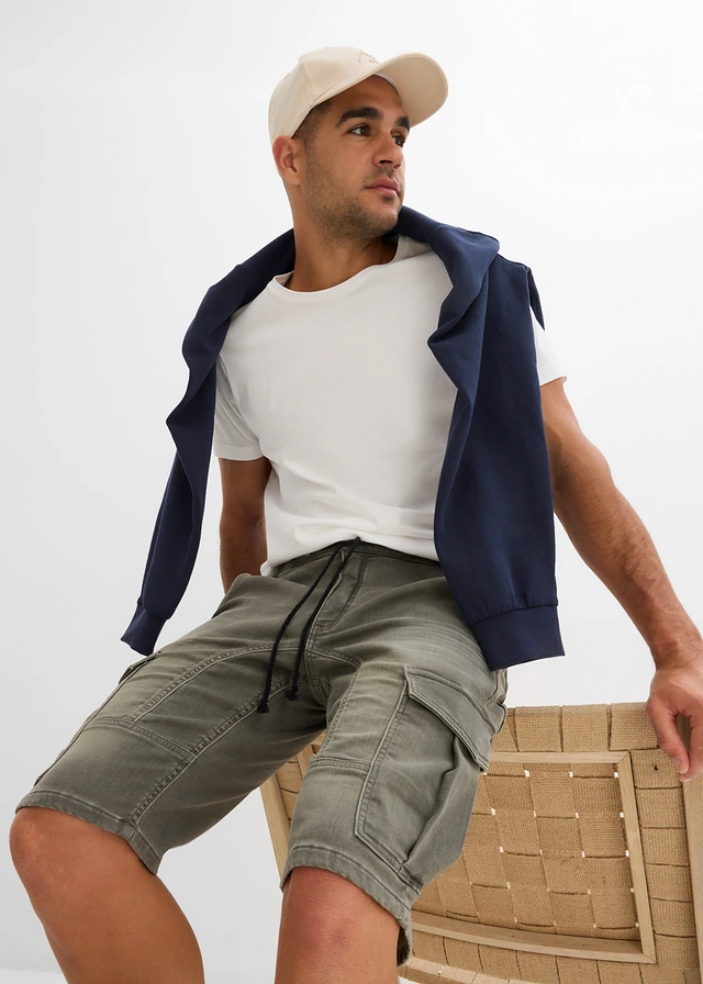 Bermuda en sweat effet jean, regular • gris denim-olive foncé • product-page.page-title-suffix