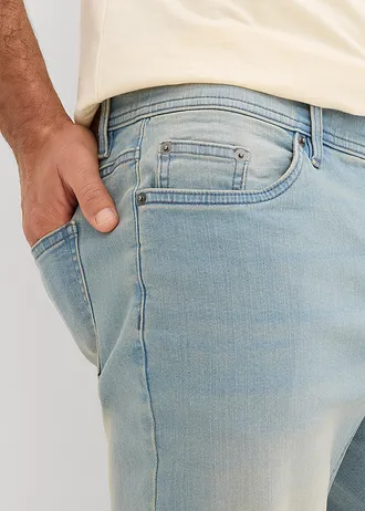 Bermudy jeansowe ze stretchem i wzmocnionym krokiem, regular fit • jasnoniebieski denim-beżowy • sklep bonprix