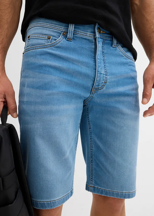 Lot de 2 bermudas en molleton effet jean, slim • bleu foncé denim+bleu clair denim • product-page.page-title-suffix