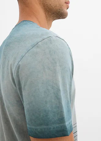 Tricou cu aspect prespălat din bumbac organic • gri-verde cu imprimeu • magazin bonprix