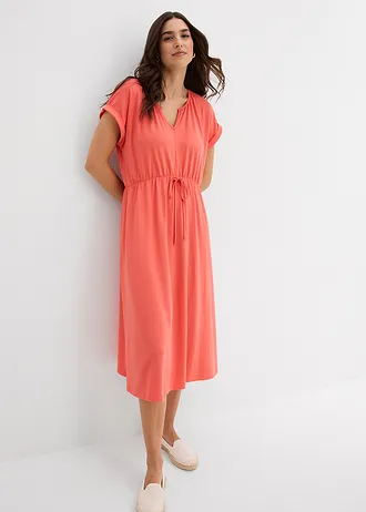 Robe en jersey de viscose mélangée, Couleur: saumon clair