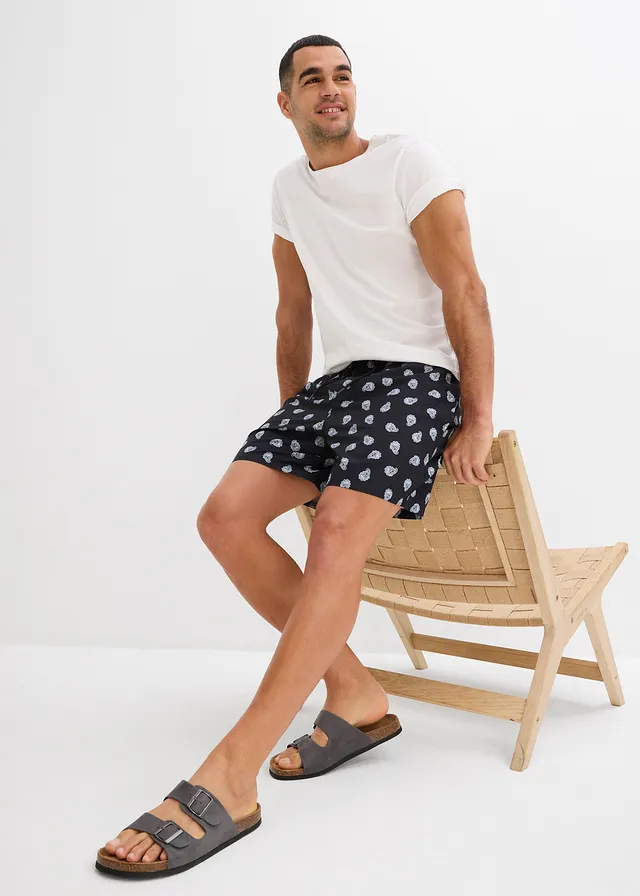 Zwemshort, Kleur: zwart-wolwit paisley