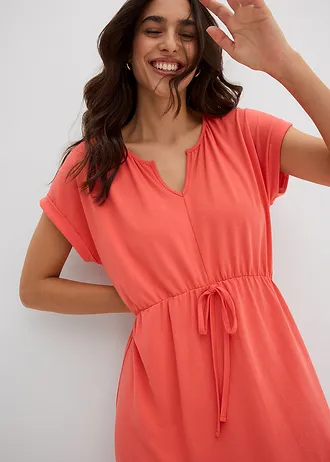 Žerzejové šaty ze splývavé směsi s viskózou • světle lososová • bonprix obchod