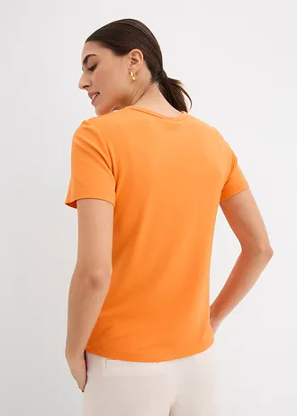 T-shirt van soepele viscose, Kleur: oranje