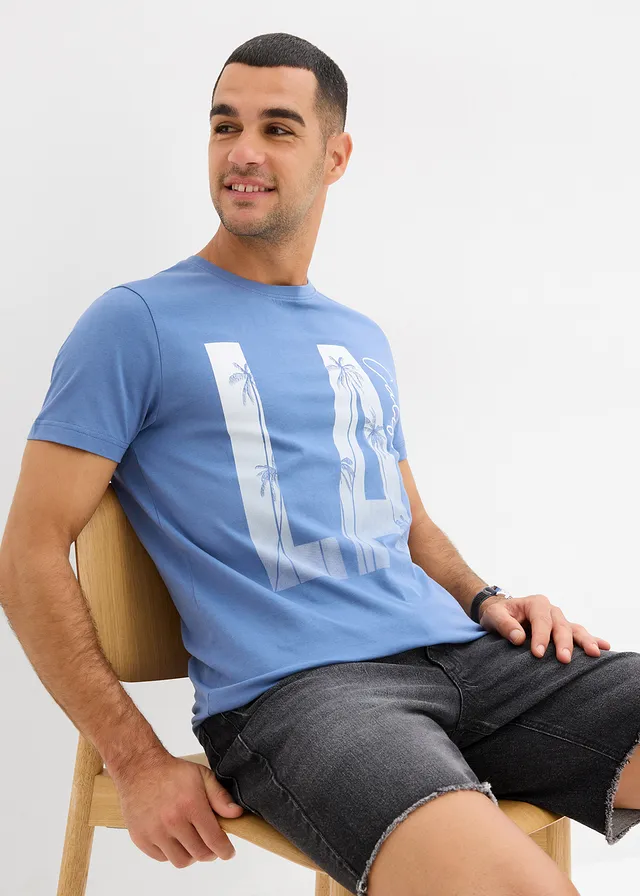 T-shirt Slim 100% coton • bleu jean imprimé • product-page.page-title-suffix