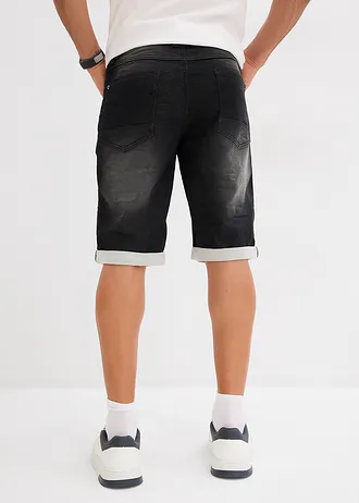 Bermudy z džínové teplákoviny, Relaxed Fit • černý denim used • bonprix obchod