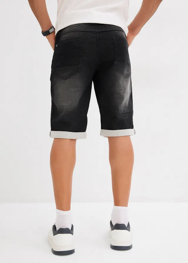 Bermuda en molleton effet jean, loose • noir denim used • product-page.page-title-suffix