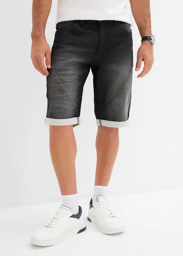Bermuda en molleton effet jean, loose • noir denim used • product-page.page-title-suffix