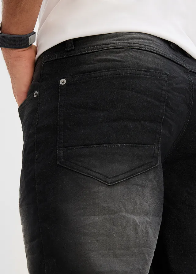 Bermuda en molleton effet jean, loose • noir denim used • product-page.page-title-suffix