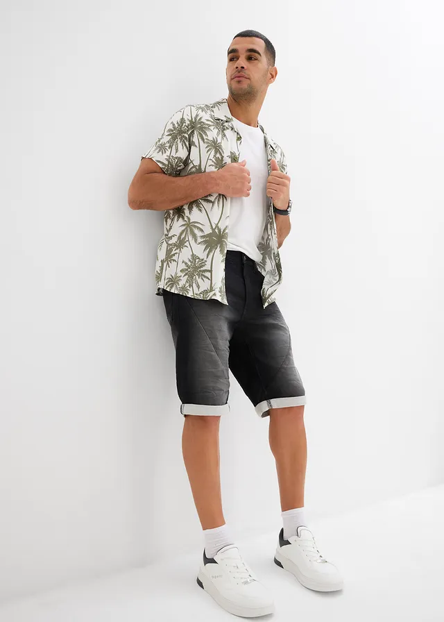 Bermuda en molleton effet jean, loose • noir denim used • product-page.page-title-suffix