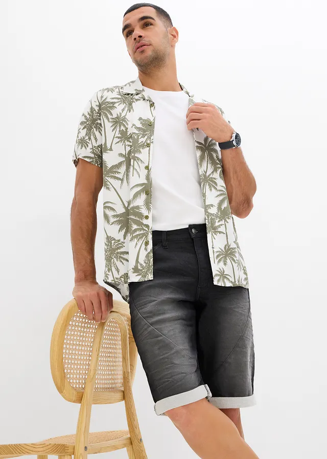 Bermuda en molleton effet jean, loose • noir denim used • product-page.page-title-suffix