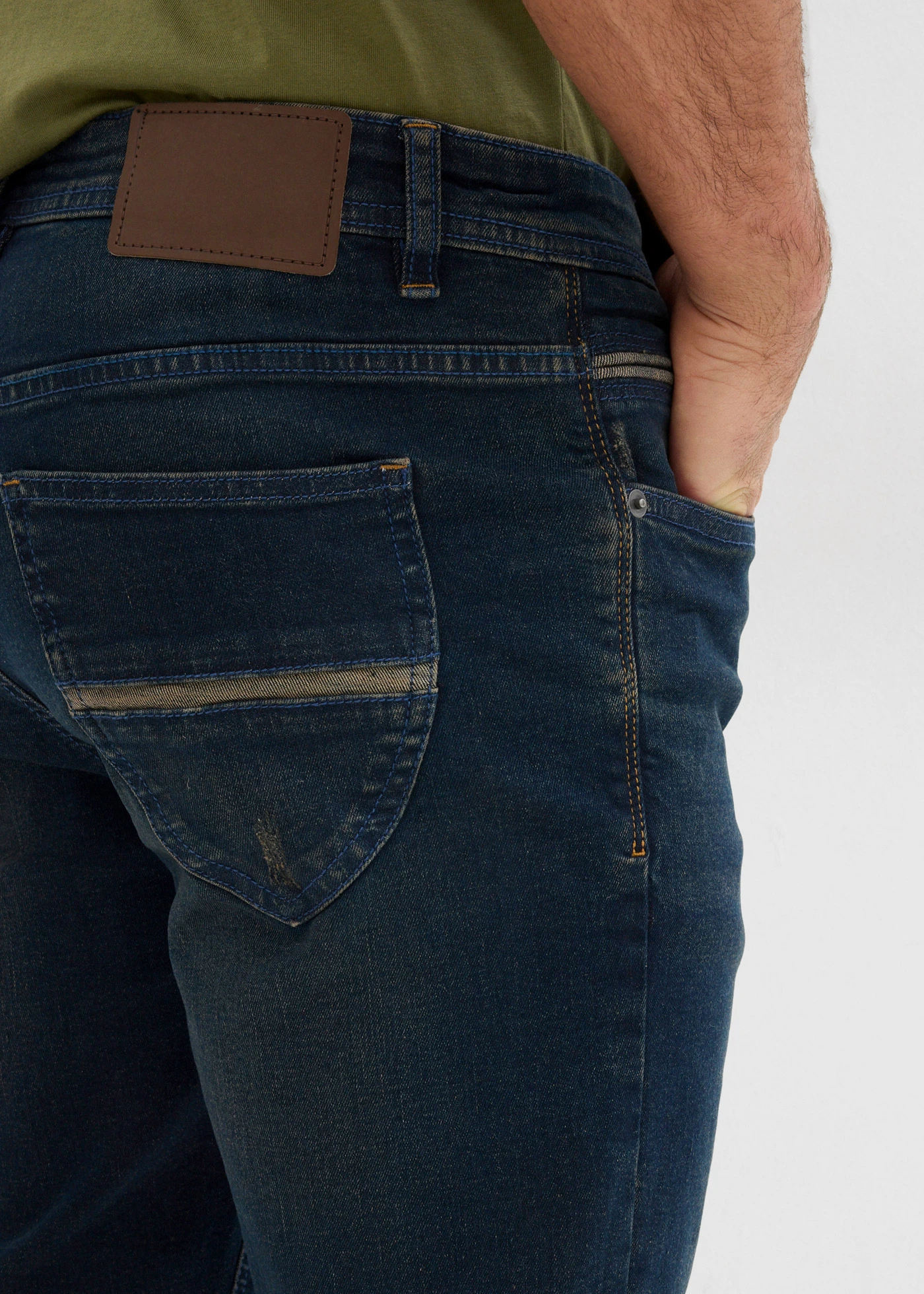 Strečové džínové bermudy, Slim Fit • modro-béžová • bonprix obchod