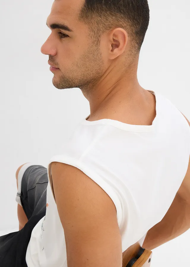 Muscle shirt in gewassen look (set van 2) • donkerblauw+wit met print • product-page.page-title-suffix