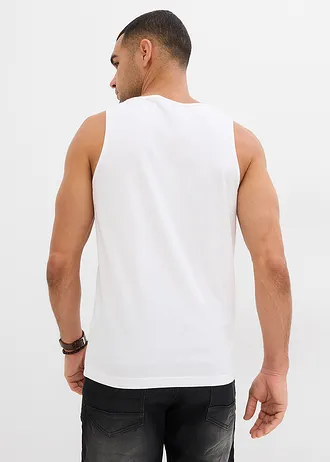 Lot de 3 débardeurs, Couleur: blanc + indigo + gris chiné imprimé