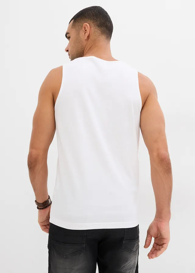 Tanktop (set van 3), Kleur: wit+indigo+grijs gemêleerd met print