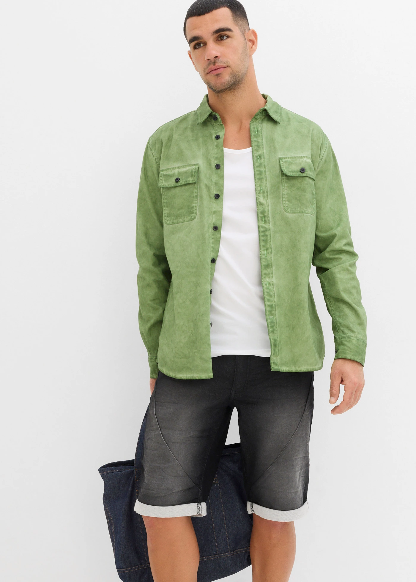 Lot de 3 débardeurs • blanc + indigo + gris chiné imprimé • Boutique bonprix