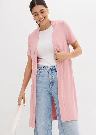 Gilet doux en jersey viscose, Couleur: rose cendré
