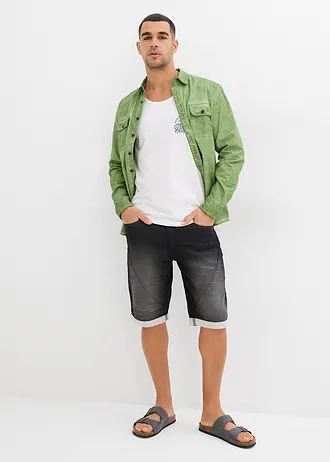 Lot de 3 débardeurs, Couleur: blanc + indigo + gris chiné imprimé