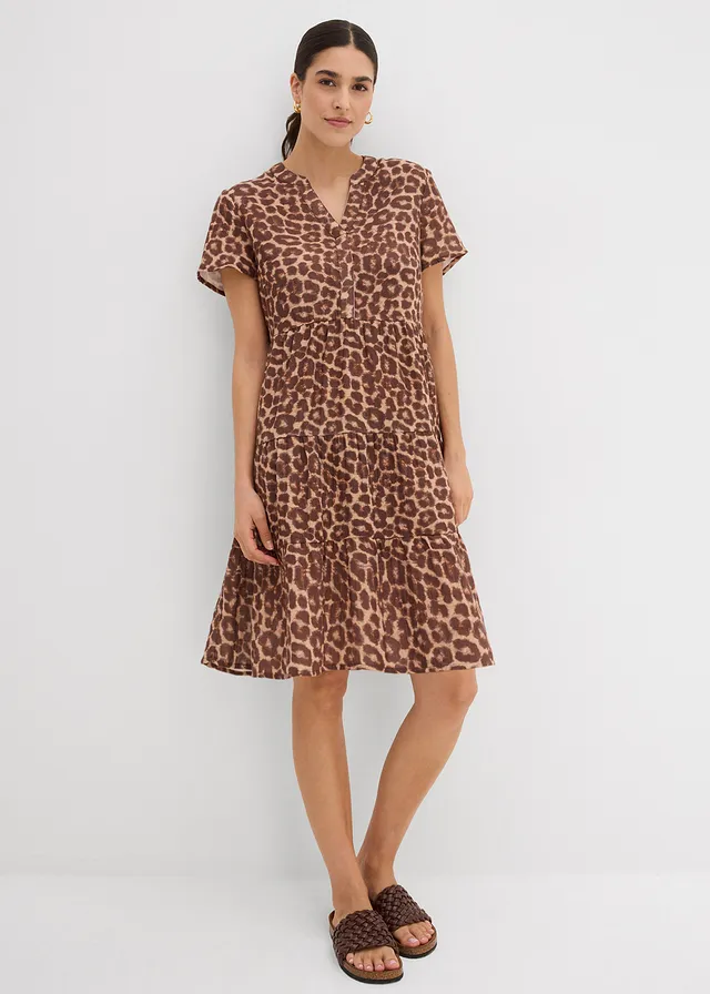 Robe douce en gaze de coton • marron/marron moyen/châtaigne/grès/beige amande imprimé léopard • product-page.page-title-suffix