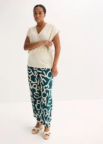 Zavinovací tričko ze splývavé směsi s viskózou, barva: přírodní