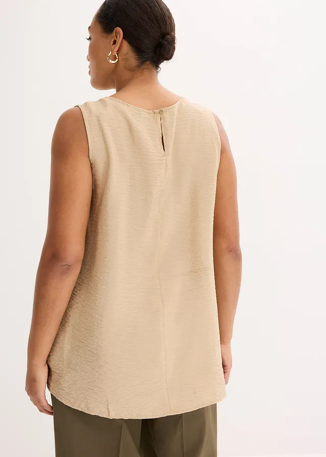 Top in een soepele viscosemix, Kleur: new beige