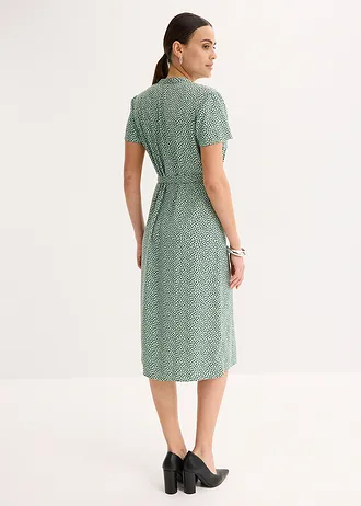 Jurk met stippen, Kleur: gestipt pastelgroen/zwart