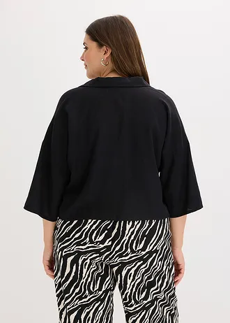 Linnen blouse, Kleur: zwart